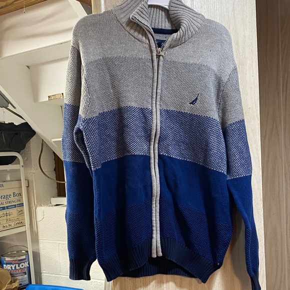 Nautica Boy’s  Zip-Up Sweater in Blue and Gray - Picture 1 of 5